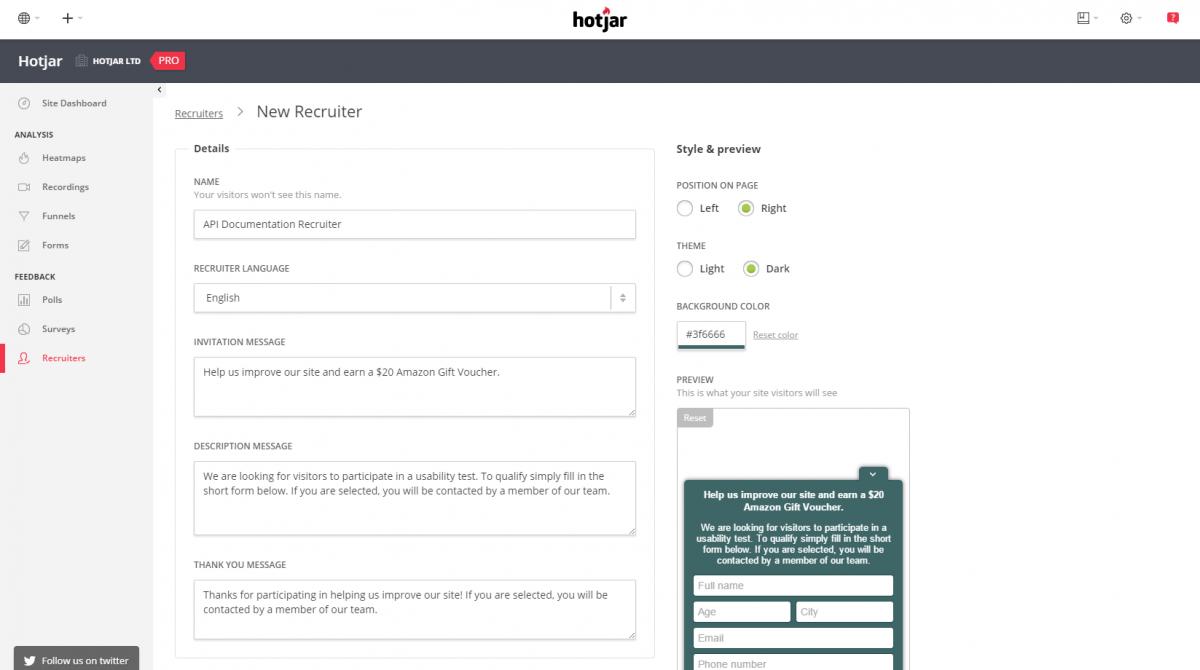 Wat is hotjar - Recruit user testers